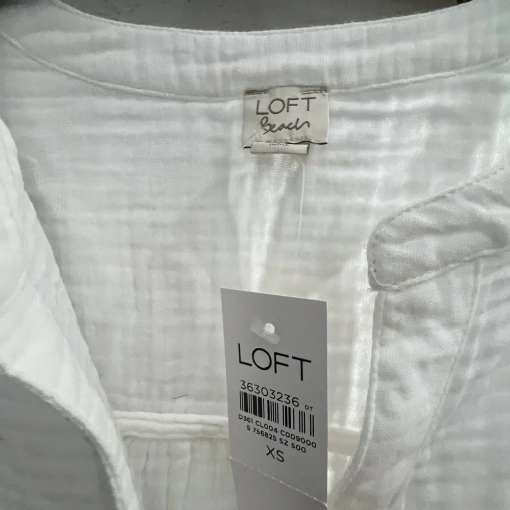 LOFT Beach Triple Cloth Short Sleeve Maxi Dress White XS NWT - Picture 5 of 5